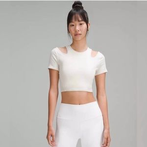 NWT Lululemon Shoulder Cut-Out Yoga T-Shirt Color Bone Sz 12